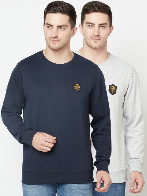 

ELEGANCE Men Navy Blue & Grey Pack Of 2 Sweatshirt