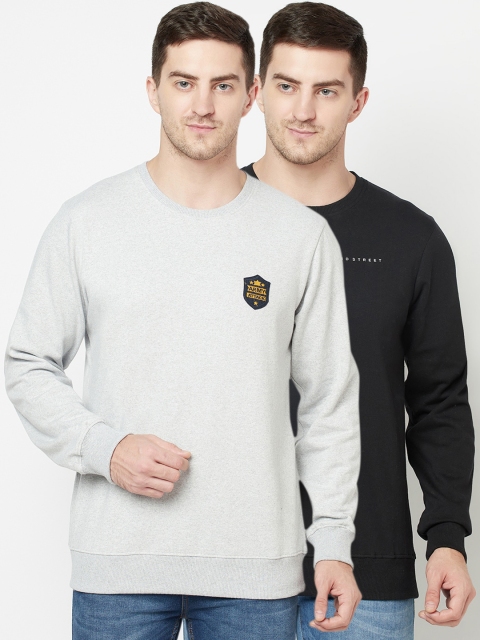 

ELEGANCE Set-2 Men Grey& Black Sweatshirt