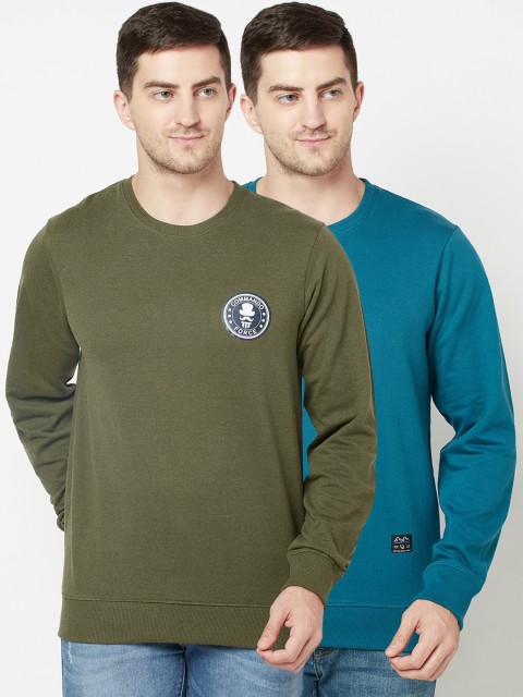 

ELEGANCE Men Pack Of 2 Pullover Sweatshirt, Olive