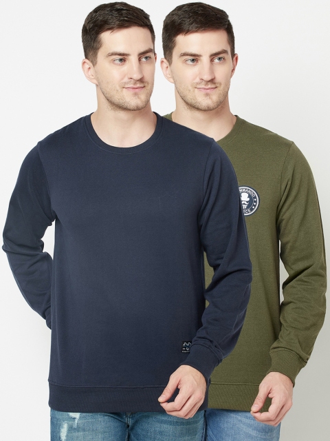 

ELEGANCE Men Pack Of 2 Pullover Sweatshirt, Olive