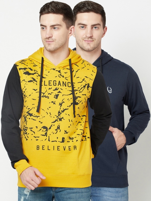 

ELEGANCE Men Pack of 2 Hooded Sweatshirts, Mustard
