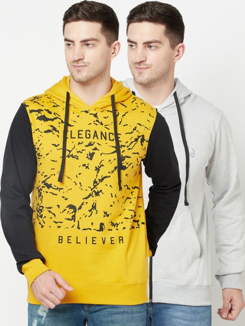 

ELEGANCE Men Pack of 2 Hooded Sweatshirts, Mustard