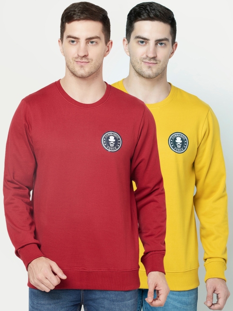 

ELEGANCE Men Pack Of 2 Pullover Sweatshirt, Red