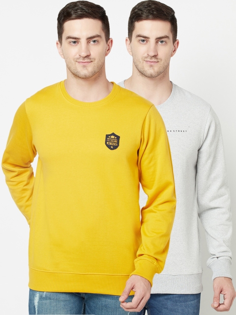 

ELEGANCE Set-2 Men Mustard& Grey Sweatshirt
