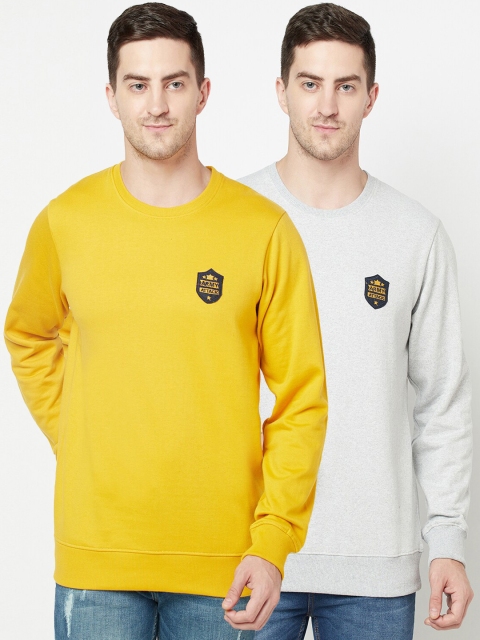 

ELEGANCE Men Pack Of 2 Mustard & Grey Sweatshirts