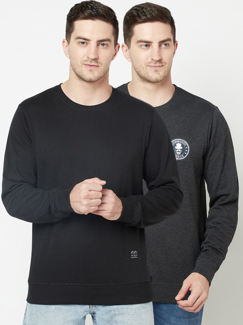 

ELEGANCE Men Pack Of 2 Pullover Sweatshirt, Black