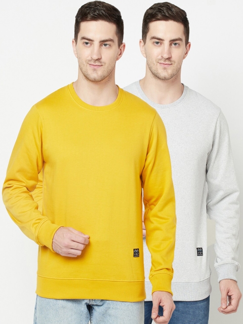 

ELEGANCE Men Pack Of 2 Mustard & Grey Sweatshirt