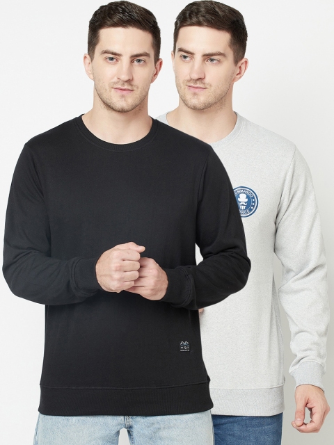 

ELEGANCE Men Pack Of 2 Pullover Sweatshirt, Black