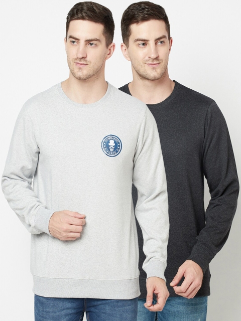 

ELEGANCE Set-2 Men Grey& Black Sweatshirt