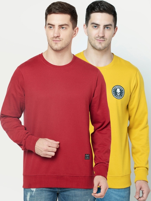 

ELEGANCE Men Pack Of 2 Pullover Sweatshirt, Red