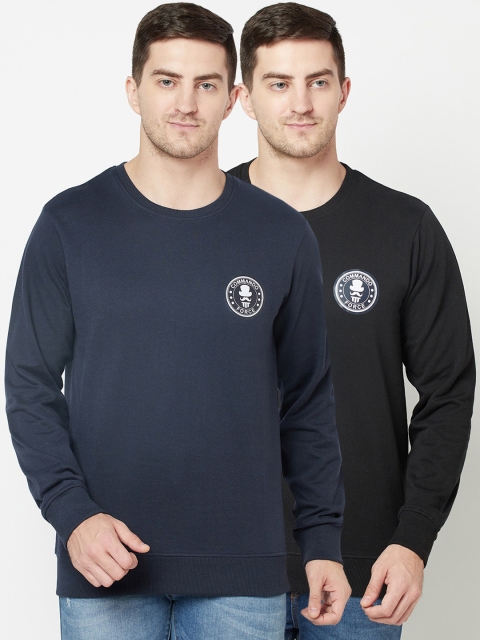 

ELEGANCE Men Pack Of 2 Navy Blue & Black Sweatshirts