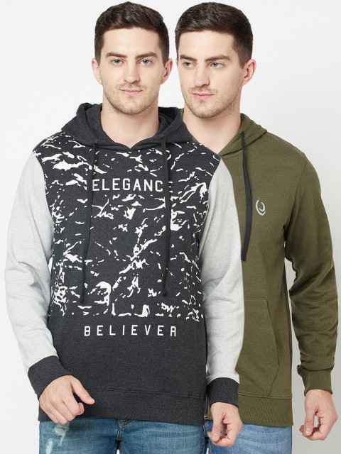 

ELEGANCE Men Multicoloured Printed Hooded Sweatshirt, Multi