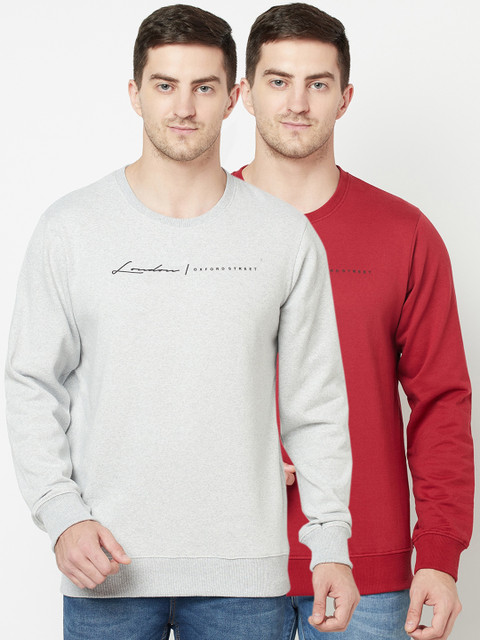 

ELEGANCE Men Pack Of 2 Pullover Sweatshirt, Grey