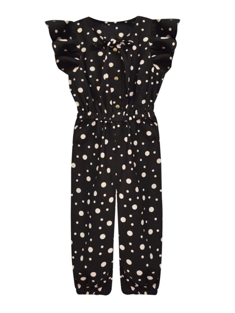 

A T U N Girls Black & White Printed Basic Jumpsuit