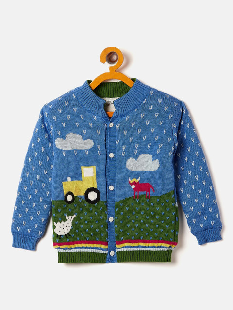 

JWAAQ Unisex Kids Blue & White Cardigan
