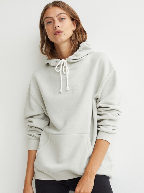 

H&M Women Sage Green Printed Hoodie