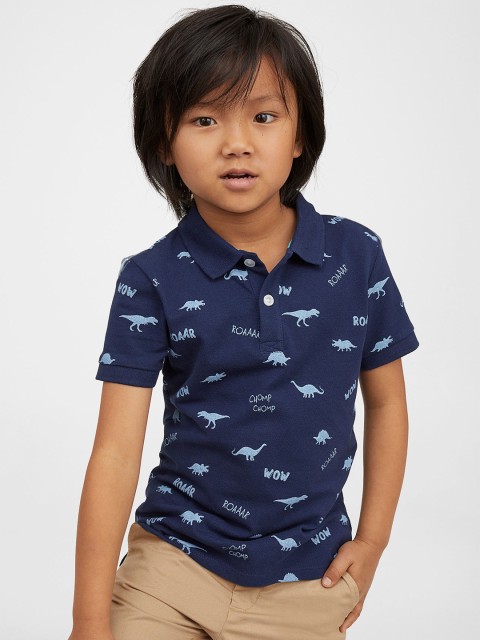 

H&M Boys Blue Printed Cotton Piqu Polo Shirt
