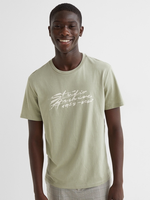 

H&M Men Green Printed T-shirt