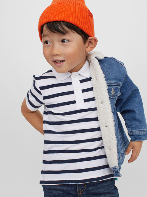

H&M Boys White & Blue Cotton Piqu Polo Shirt