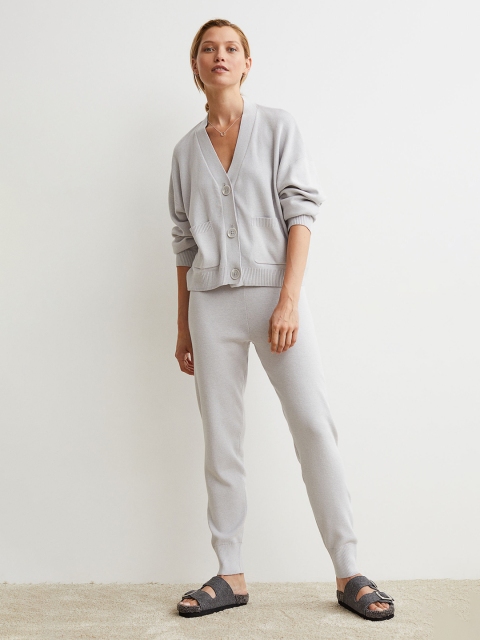 

H&M Women Grey Acrylic Fine-Knit Cardigan