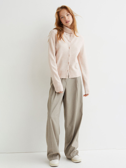 

H&M Women Pink Solid Fine-knit Cardigan