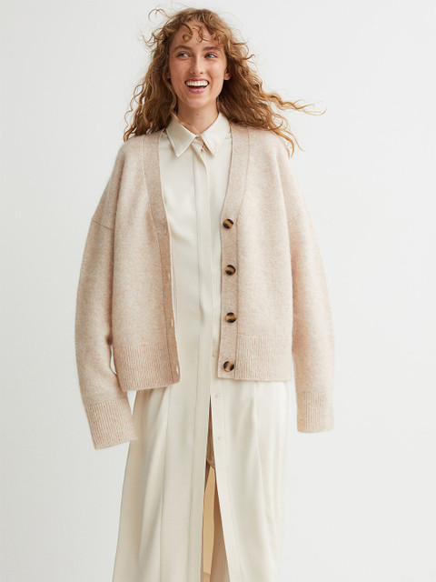 

H&M Women Pink Mohair-Blend Cardigan