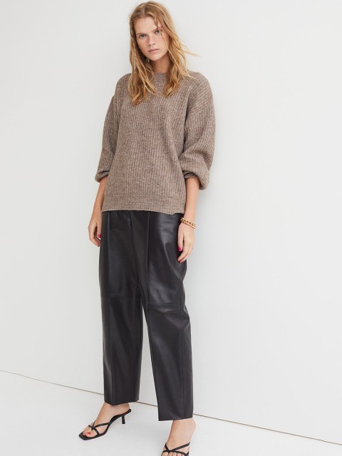 

H&M Women Beige Solid Knitted Jumper