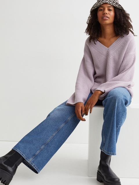 

H&M Women Purple V-Neck Jumper