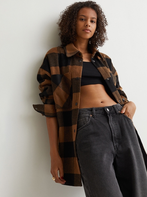 

H&M Women Brown Shirt Jacket