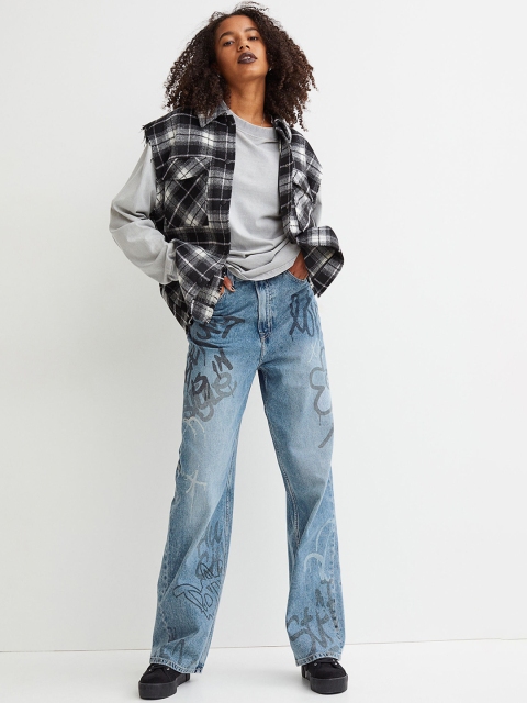 

H&M Women Blue 90s Baggy High Jeans