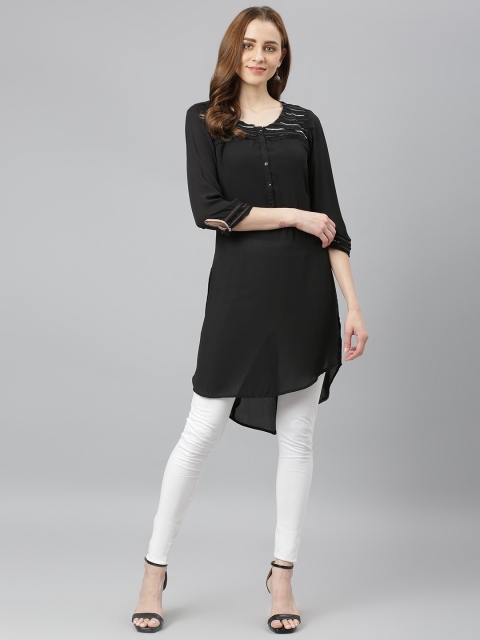 

Lakshita Women Black Floral Embellished Kurti