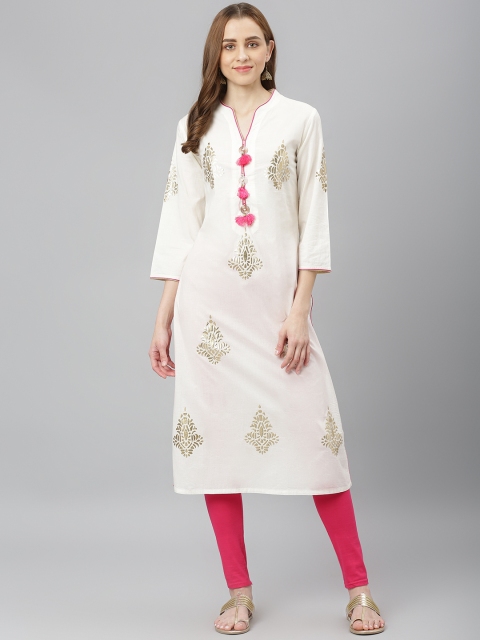 

Lakshita Women Off White Ethnic Motifs Printed Kurta