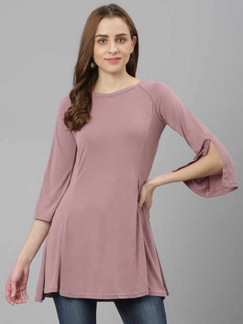

Lakshita Peach-Coloured Embroidered Modal Kurti