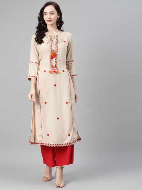

Lakshita Women Beige Ethnic Motifs Kurta
