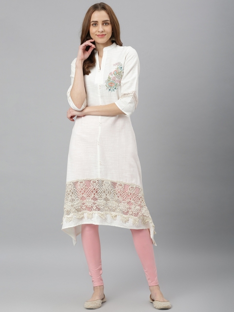 

Lakshita Women Off-White Floral Embroidered Floral Kurta