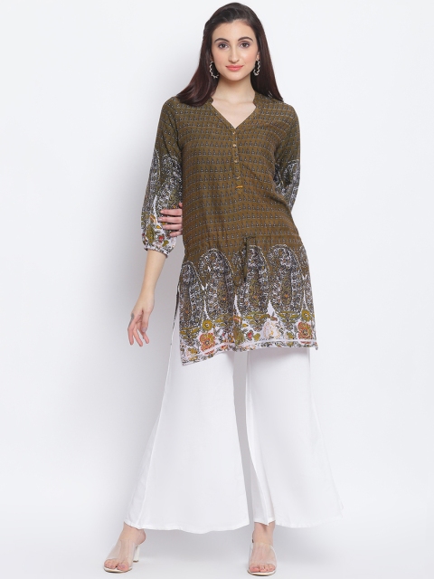 

Lakshita Women Brown & Green Ethnic Motif Print Kurti