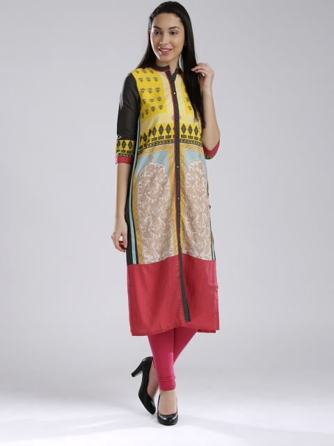 

W Women Multicoloured Printed Straight Kurta, Multi