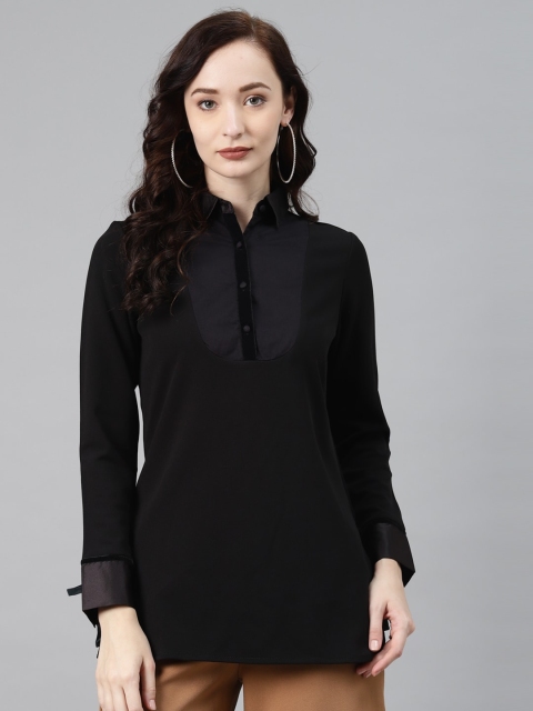 

Lakshita Black Embroidered Shirt Collar Acrylic Kurti