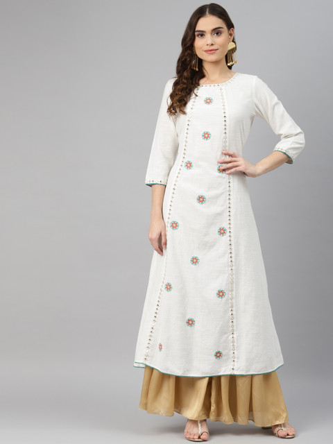 

Lakshita Off White Floral Embroidered Kurti