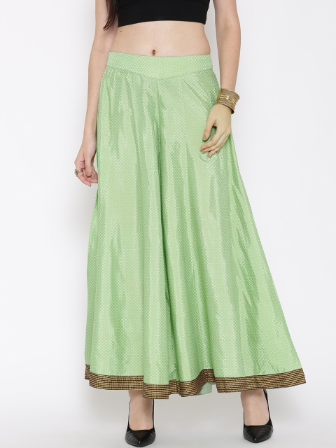 

W Women Mint Green Printed Palazzos