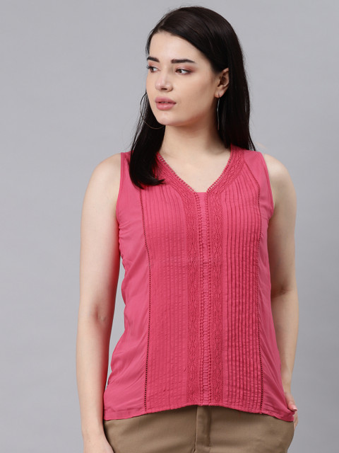 

Lakshita Magenta Embroidered Regular Top