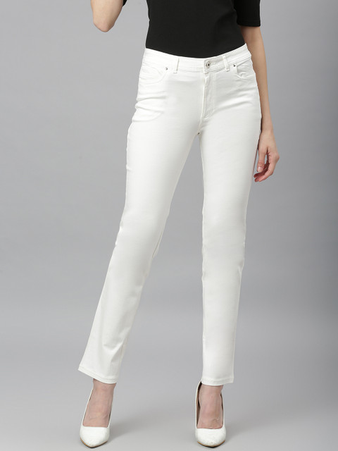 

Lakshita Women White Solid Stretchable Jeans