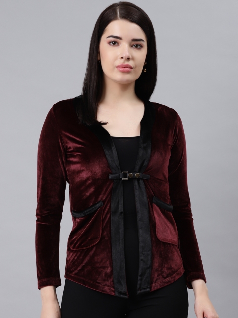 

Lakshita Women Maroon Ethnic Tie-Up Shrug