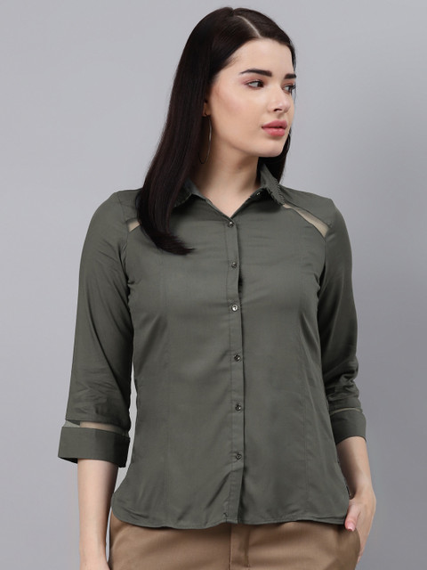 

Lakshita Women Grey Opaque Semiformal Shirt