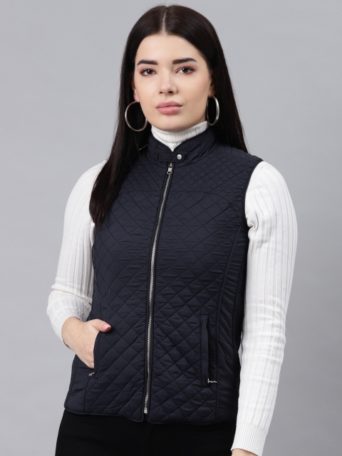 

Lakshita Women Navy Blue Quilted Jacket
