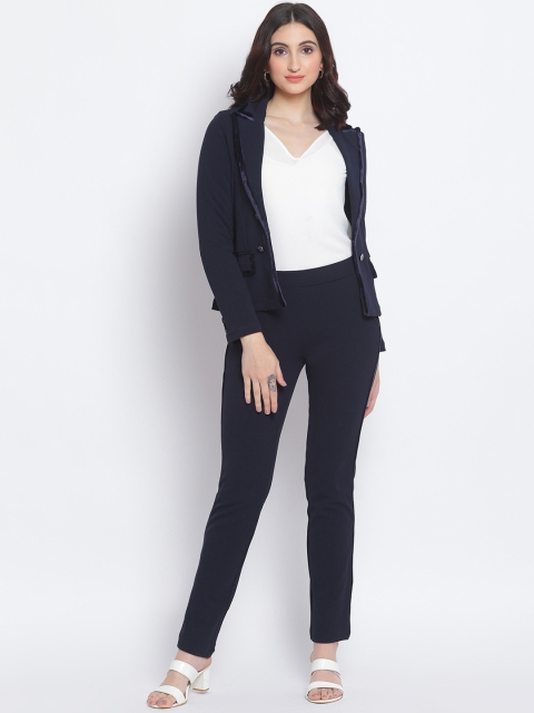 

Lakshita Women Navy Blue Single Breasted Blazer