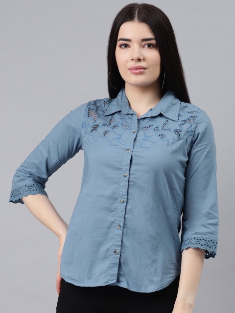 

Lakshita Women Blue Opaque Casual Shirt