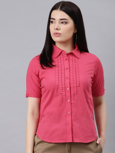 

Lakshita Women Pink Opaque Pure Cotton Casual Shirt