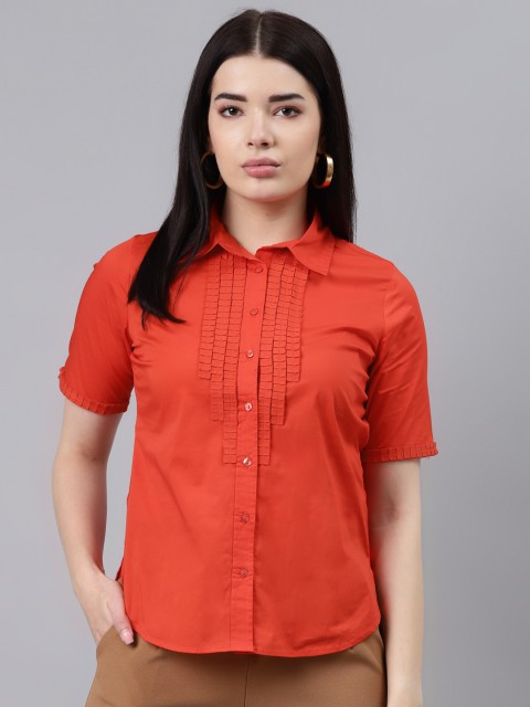 

Lakshita Women Orange Opaque Casual Shirt