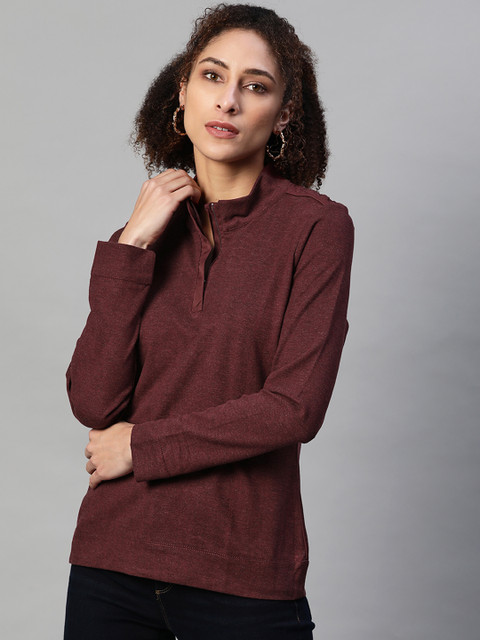 

Lakshita Women Maroon High Neck T-shirt